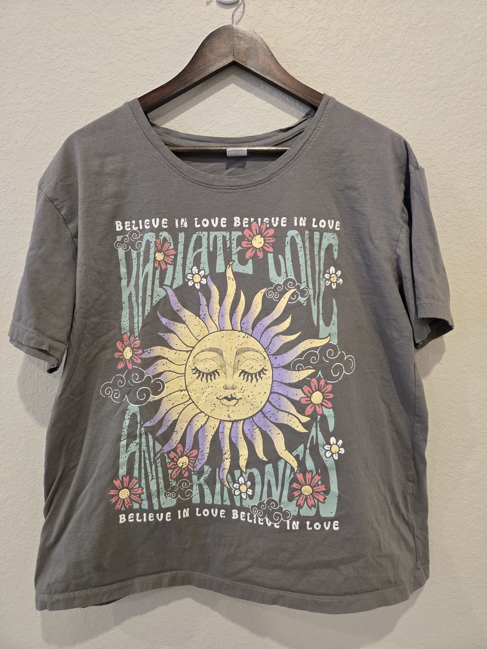 PINK Victoria's Secret Gray Floral Graphic Tee
